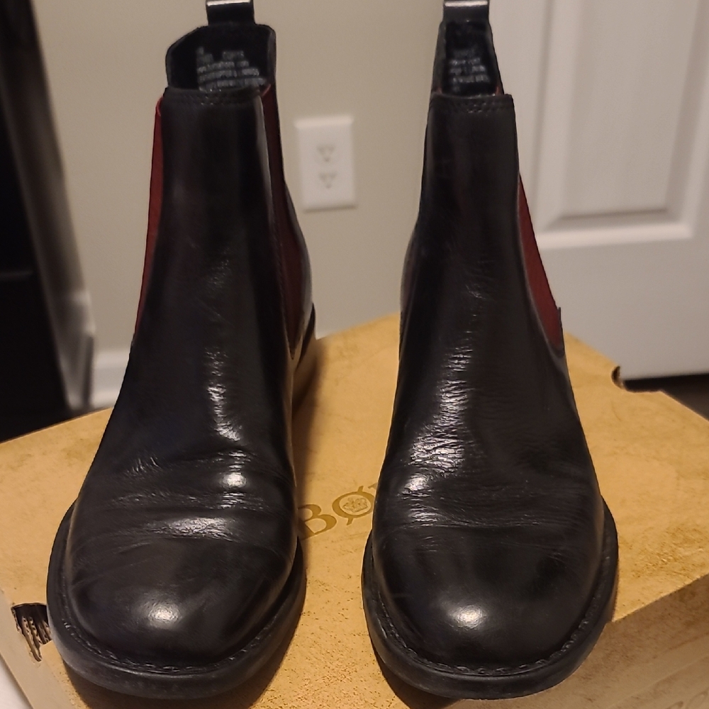 Born Black and Red Ankle Boots
